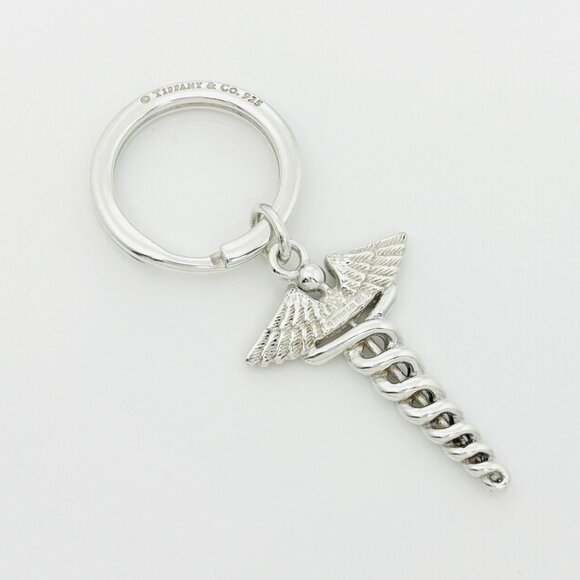Tiffany & Co Caduceus Key Ring in Sterling Silver Doctor Keyring Keychain - Picture 3 of 6